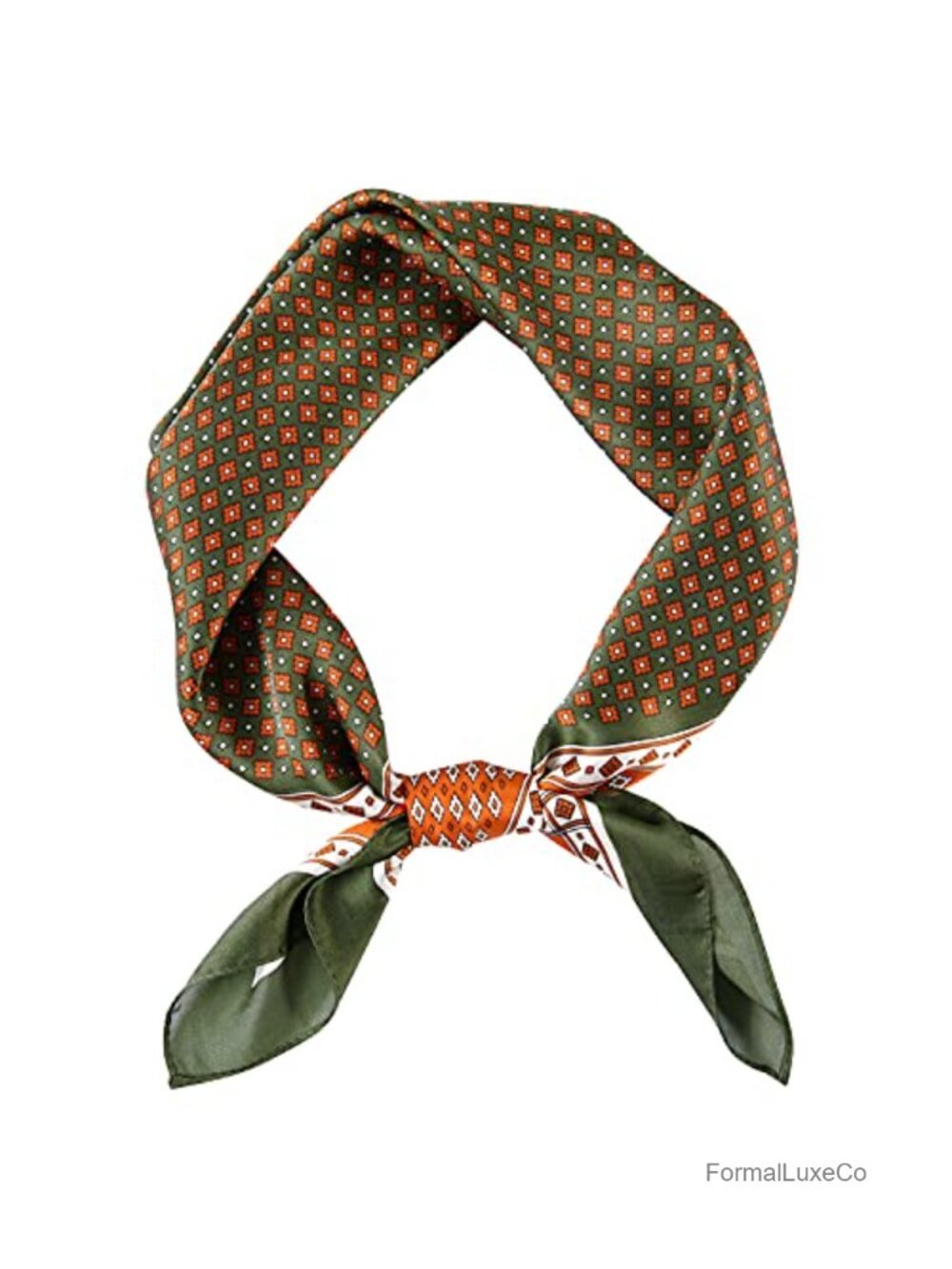 Vintage Silk Feel Square Scarf for Men Satin Bandana Tiny Pattern Neckerchief